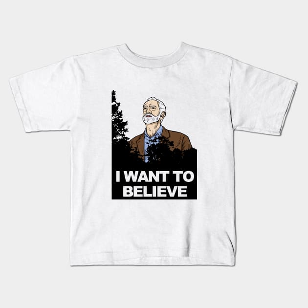 Corbyn I Want To Believe Kids T-Shirt by dumbshirts